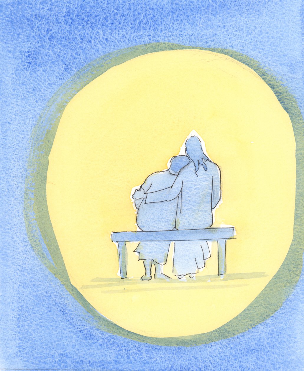 O amor de Jesus é pessoal, terno e imutável; está sempre presente connosco, especialmente no Santíssimo Sacramento, e consola-nos com a sua presença., 2003 (w - c no papel) de Elizabeth Wang