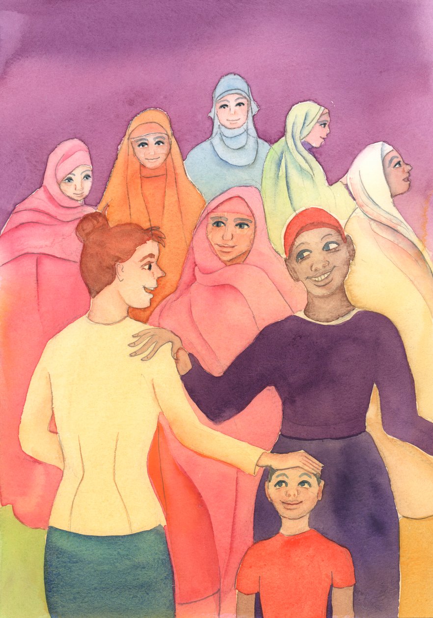 Assim como uma mãe se deleita com todos os seus filhos, com todas as suas diferenças, assim Deus se deleita nas diferentes raças a que pertencemos, com as nossas várias diferenças., 2004 (w - c no papel) de Elizabeth Wang