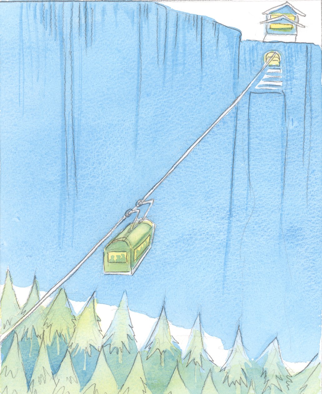 Assim como o &39;clima&39; dentro de um teleférico bem feito permanece o mesmo, qualquer que seja o tempo lá fora, 2003 (w - c no papel) de Elizabeth Wang