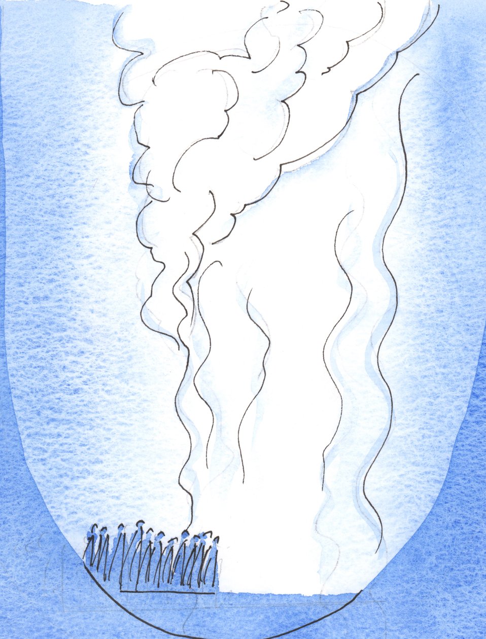 Assim como o povo de Deus no tempo de Moisés era conduzido por uma coluna de fogo, um verdadeiro contemplativo hoje pode ser guiado interiormente como se por um forte e doce fogo, 2003 (w - c no papel) de Elizabeth Wang
