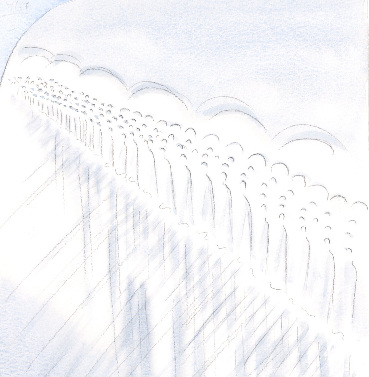 Minha alegria transborda quando Cristo, em Comunhão, une minha alma com a adoração de Anjos e Santos, 2000 (w - c no papel) de Elizabeth Wang