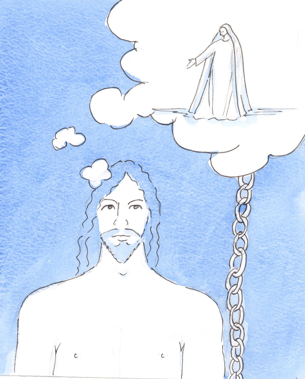Ninguém estava mais perto de Jesus do que Sua Santa Mãe Maria, a Santíssima Virgem, 2003 (w - c no papel) de Elizabeth Wang