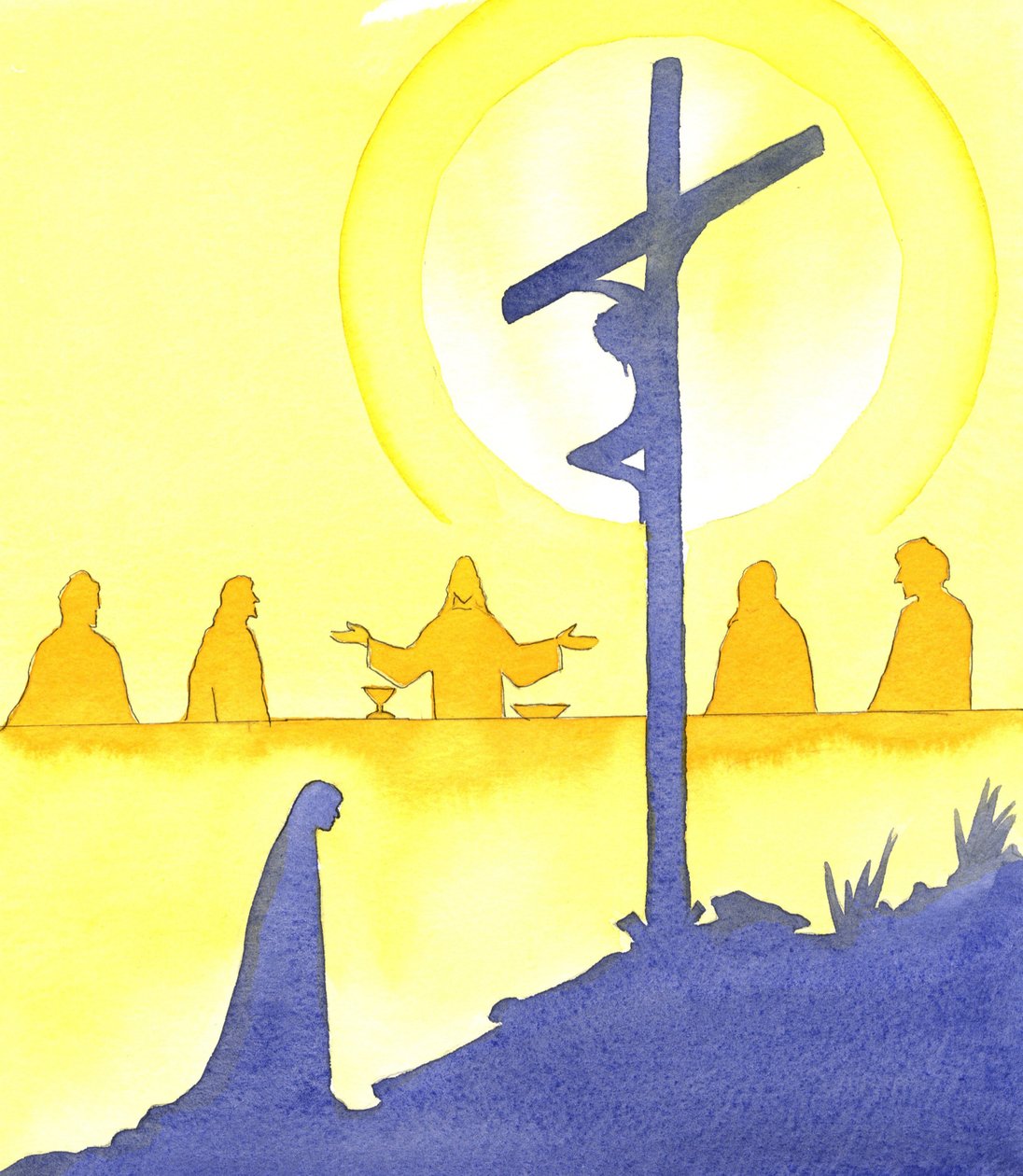 Na noite antes de morrer, Jesus instituiu a Sagrada Eucaristia, na Última Ceia de 2001 (w - c no papel) de Elizabeth Wang