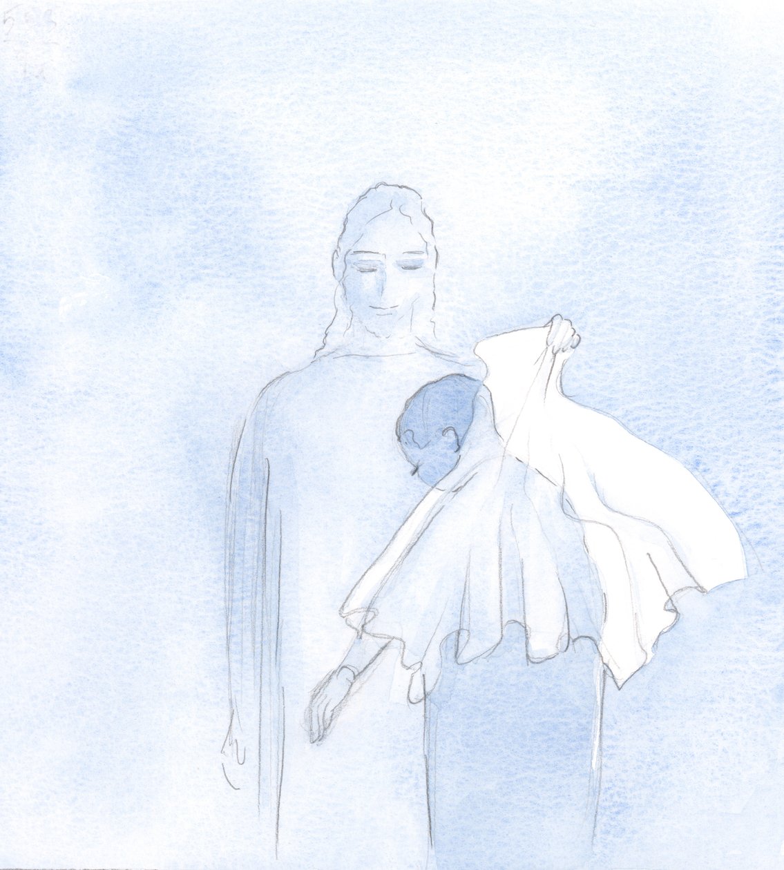 Um dia, dentro da minha Alma, Ele estendeu um véu de casamento, 2000 (w - c no papel) de Elizabeth Wang
