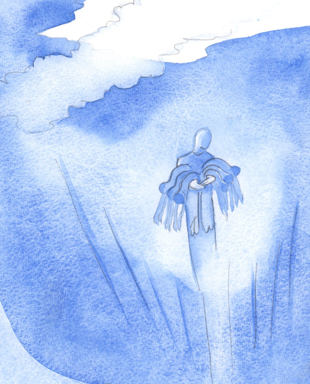 Aquele que ora em nome de Cristo pelos outros leva ao céu em seus braços alguns que, de outra forma, não teriam esperança de alegria, 2001 (w - c no papel) de Elizabeth Wang