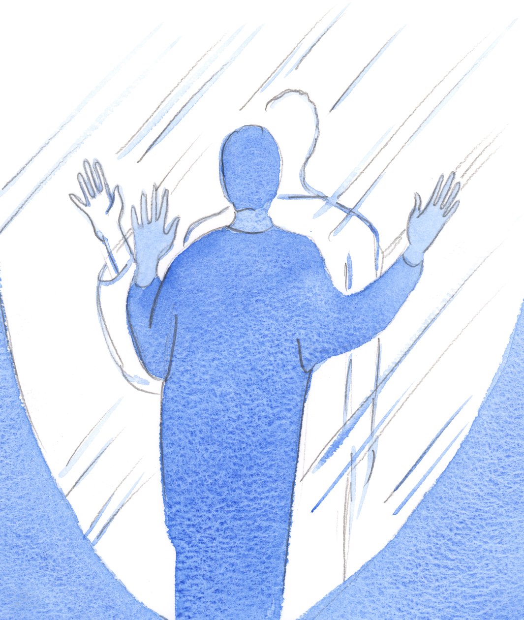 Aquele que realmente deseja fazer a vontade de Deus - nos mínimos detalhes - está &39;tocando&39; o Céu, tão perto como se estivesse ao lado de uma folha de vidro, 2002 (w - c no papel) de Elizabeth Wang