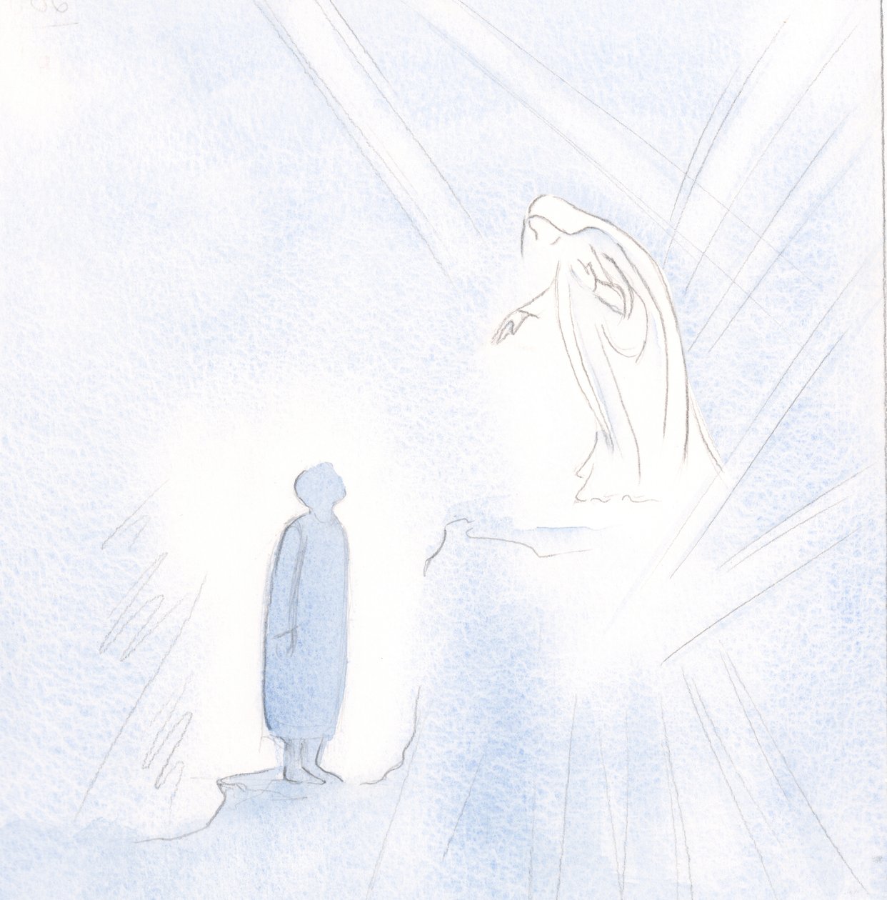 Nossa Senhora está muito acima de nós em graça e santidade, mas não devemos ter medo de nos aproximar dela., 2001 (w - c no papel) de Elizabeth Wang