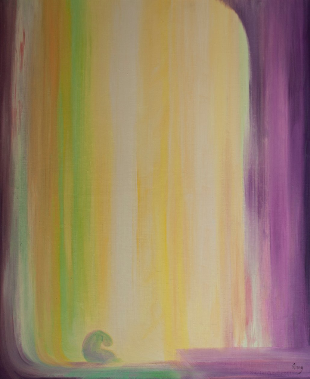 Nosso anjo da guarda ora conosco enquanto adoramos a Cristo depois de receber a Sagrada Comunhão, 2000 (óleo a bordo) de Elizabeth Wang