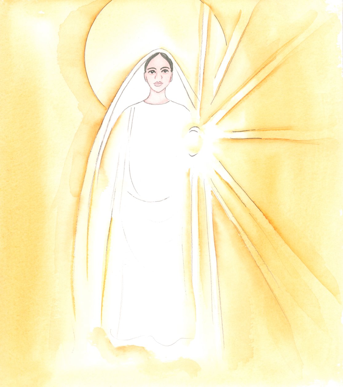 Nossa Senhora apareceu diante de mim, em sua deslumbrante beleza celestial, 2000 (w - c no papel) de Elizabeth Wang