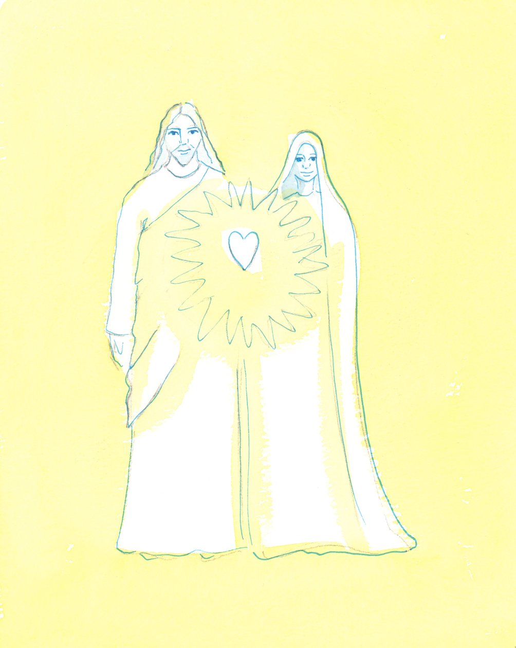 Nossa Senhora compartilhou a angústia de Cristo como ninguém mais na terra, 2003 (w - c no papel) de Elizabeth Wang