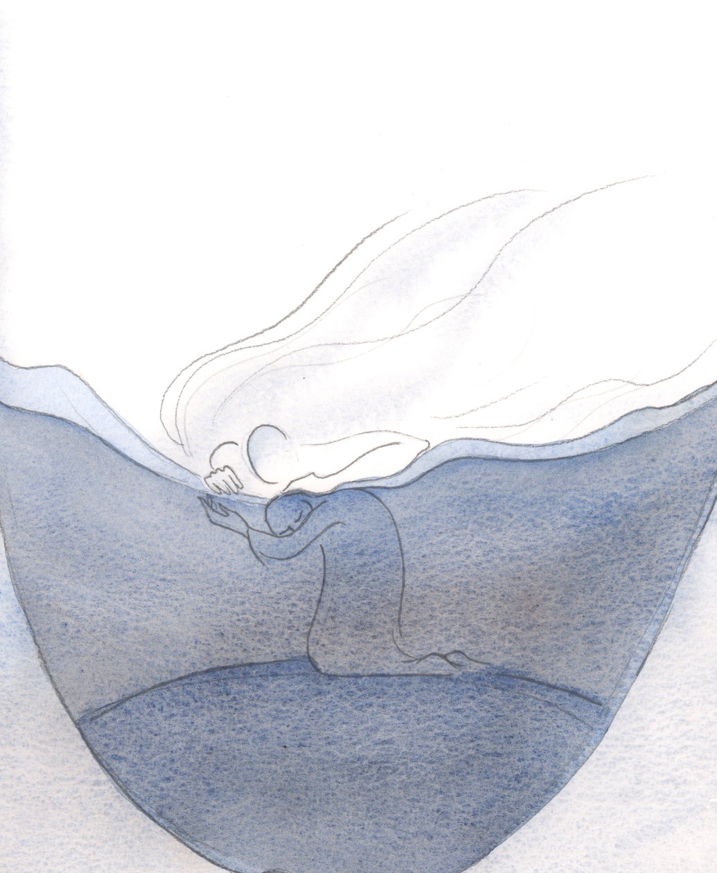 Nossas menores orações são bem-vindas, ouvidas e recompensadas por Deus, que é como um pai acariciando seu filho amado, 2001 (w - c no papel) de Elizabeth Wang