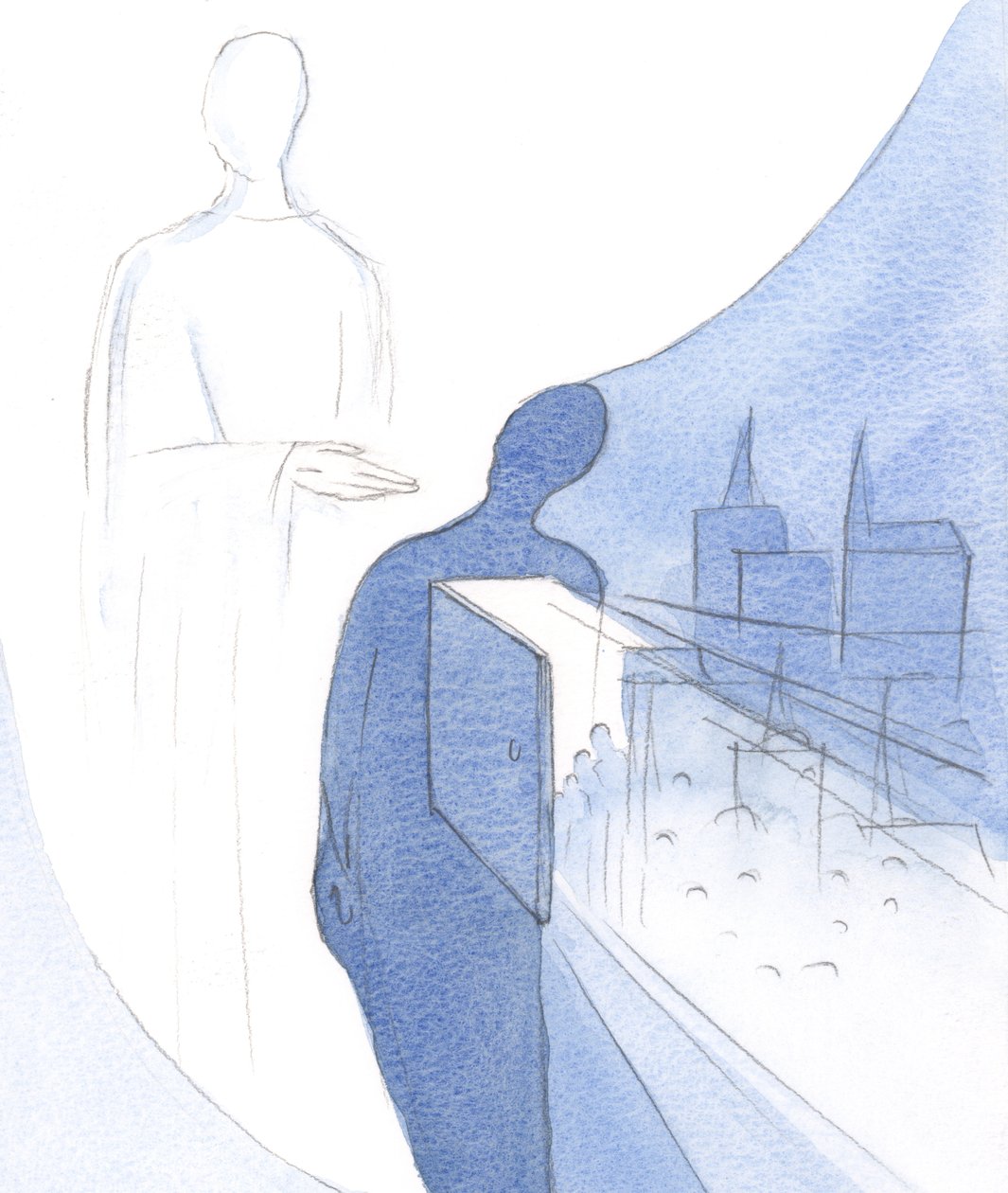 Nosso &39;sim&39; à ação de Cristo (em nossa alma e em nossa vida) abre uma porta para que Sua obra e Sua Vontade sejam realizadas, com abundância, em Sua Igreja., 2001 (w - c no papel) de Elizabeth Wang