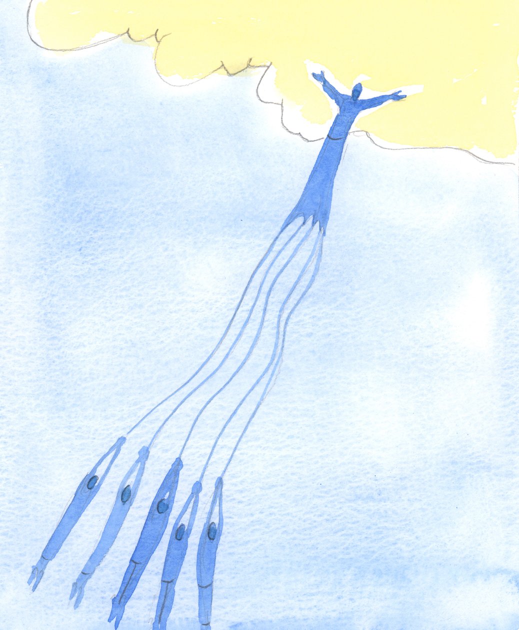 As pessoas podem ser fortemente ajudadas e atraídas para o Céu pelo bom exemplo e pelas orações daqueles que já foram para o Céu, 2003 (w - c no papel) de Elizabeth Wang