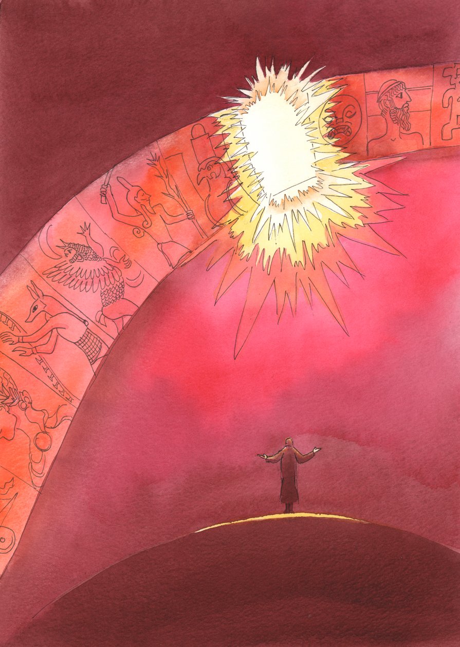 As pessoas têm muitas ideias sobre Deus, mas apenas Jesus - como uma janela para o céu - nos dá acesso direto a Deus Pai, 2004 (w - c no papel) de Elizabeth Wang