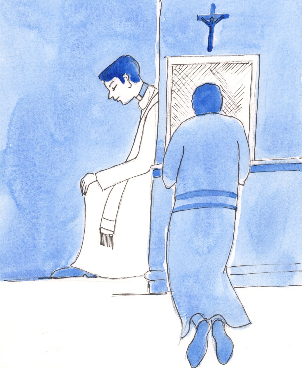 Os sacerdotes devem ser como Cristo, que convidou as pessoas a se arrependerem de seus pecados, 2003 (w - c no papel) de Elizabeth Wang