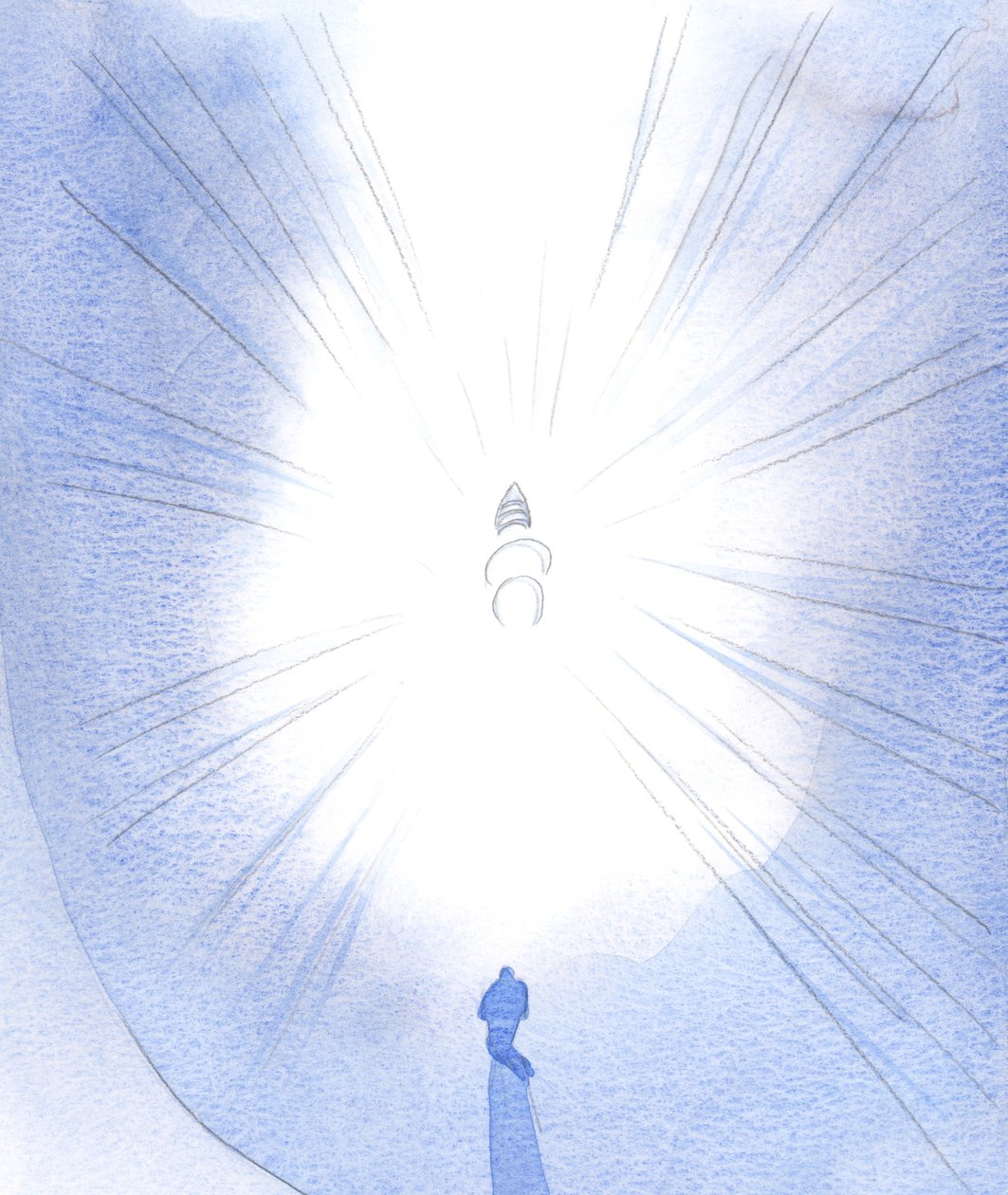 Santos e anjos se reúnem ao redor das três Pessoas Divinas; Deus o Pai é &39;coroado&39; com uma coroa tripla, 2001 (w - c no papel) de Elizabeth Wang