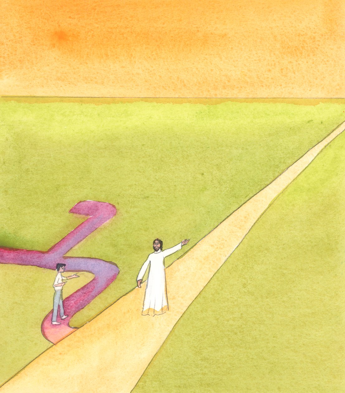 Algumas pessoas querem uma amizade íntima com Cristo, mas recusam-se a cumprir os Seus Mandamentos, 2005 (aguarela sobre papel) de Elizabeth Wang