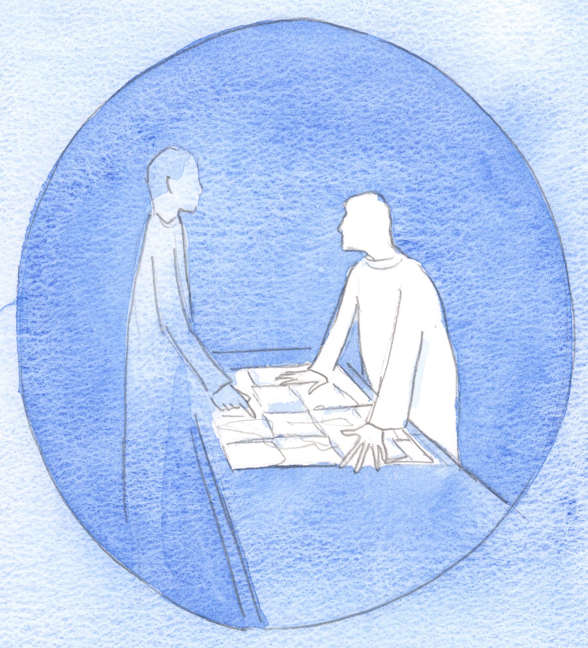 Alguns, que relutam em seguir a Cristo, apontam para o mapa da vida, exigindo que Cristo os conduza apenas em terreno fácil, 2002 (w - c no papel) de Elizabeth Wang