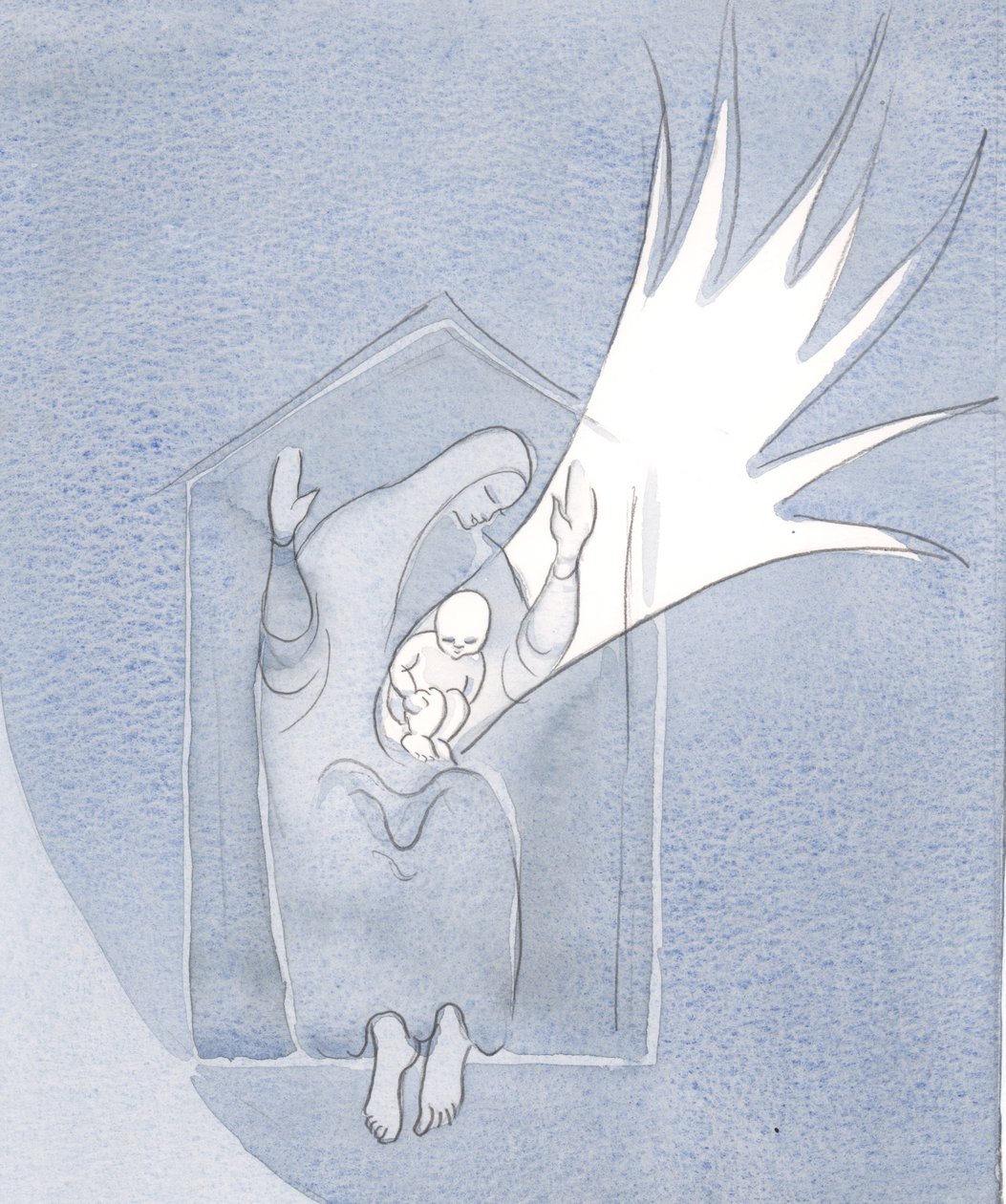 A Santíssima Virgem Maria é a Santa Casa que deu à luz o Filho de Deus em seu ventre e será homenageada para sempre, 2001 (w - c no papel) de Elizabeth Wang