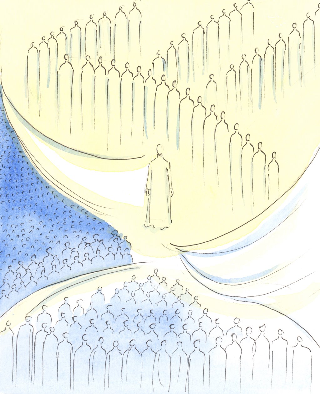 O Cristo que encontramos na Sagrada Comunhão é como se estivesse na &39;porta&39; de três áreas, 2003 (w - c no papel) de Elizabeth Wang