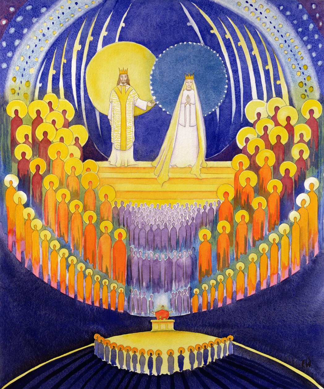 A Coroação da Virgem Maria e a Glória de todos os Santos, 2003 (w - c no papel) de Elizabeth Wang