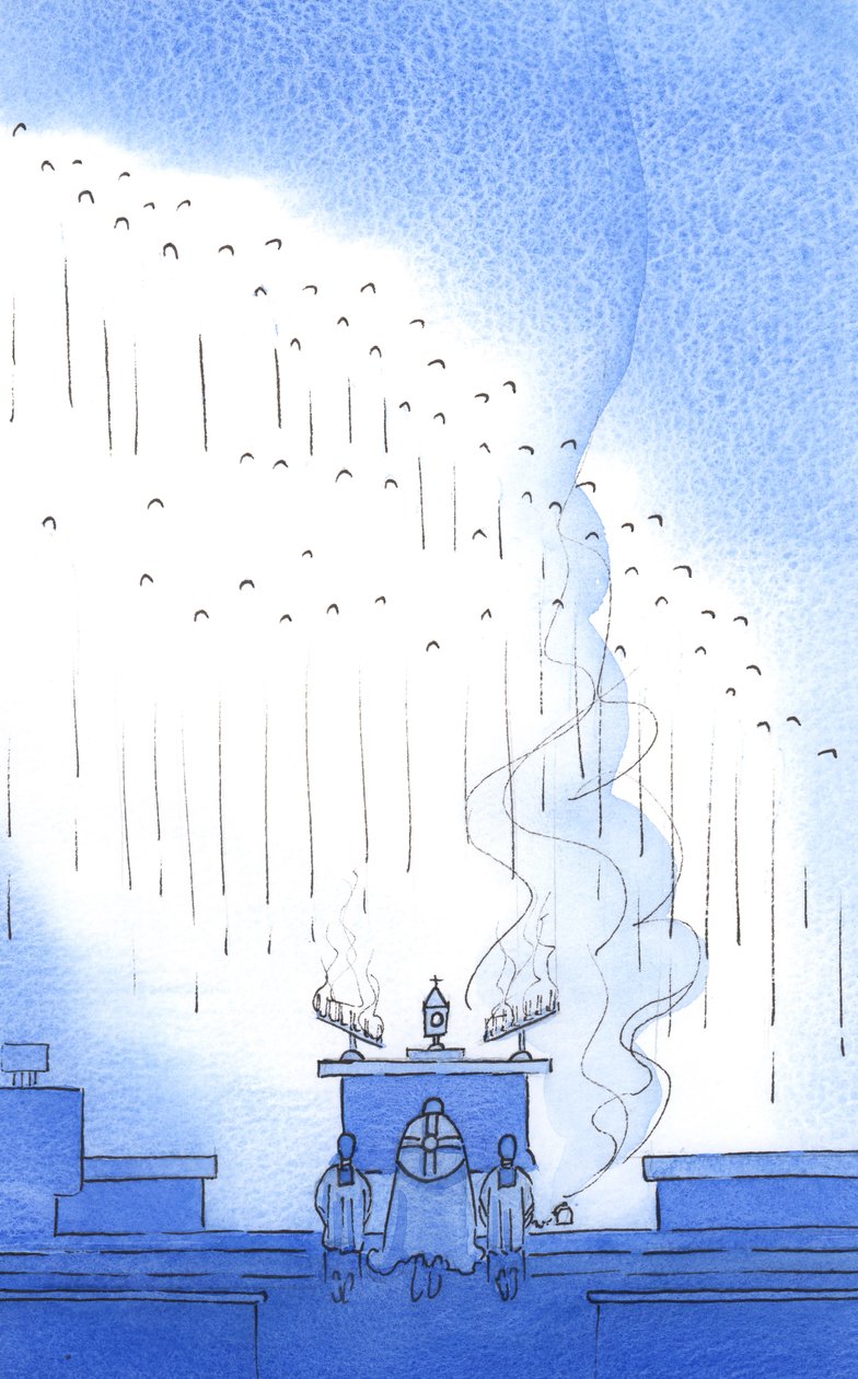 Os Louvores Divinos: Na Hora Santa, como dissemos: "Bendito seja Deus nos Seus Anjos e nos Seus Santos" - eles estiveram conosco, aos milhares, 2002 (w - c no papel) de Elizabeth Wang