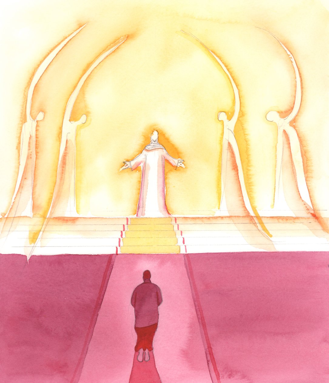 Os Santos Anjos na igreja me disseram: "Faça como nós fazemos", 2000 (w - c no papel) de Elizabeth Wang