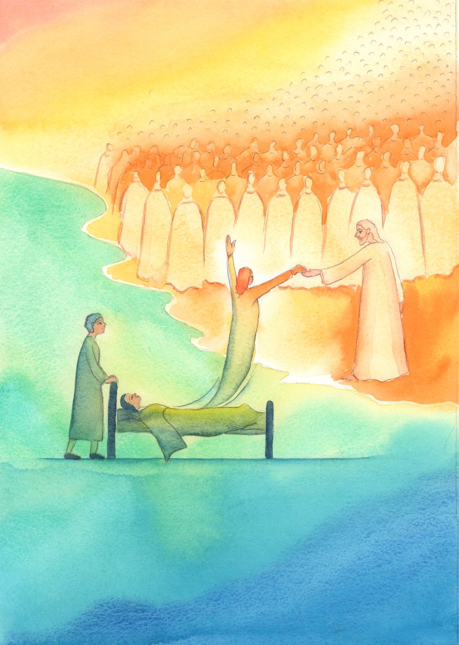 A Alma Sagrada que está pronta para o Céu é encontrada não apenas por Cristo, mas também por Sua Santa Mãe e todos os Santos, 2003 (w - c no papel) de Elizabeth Wang