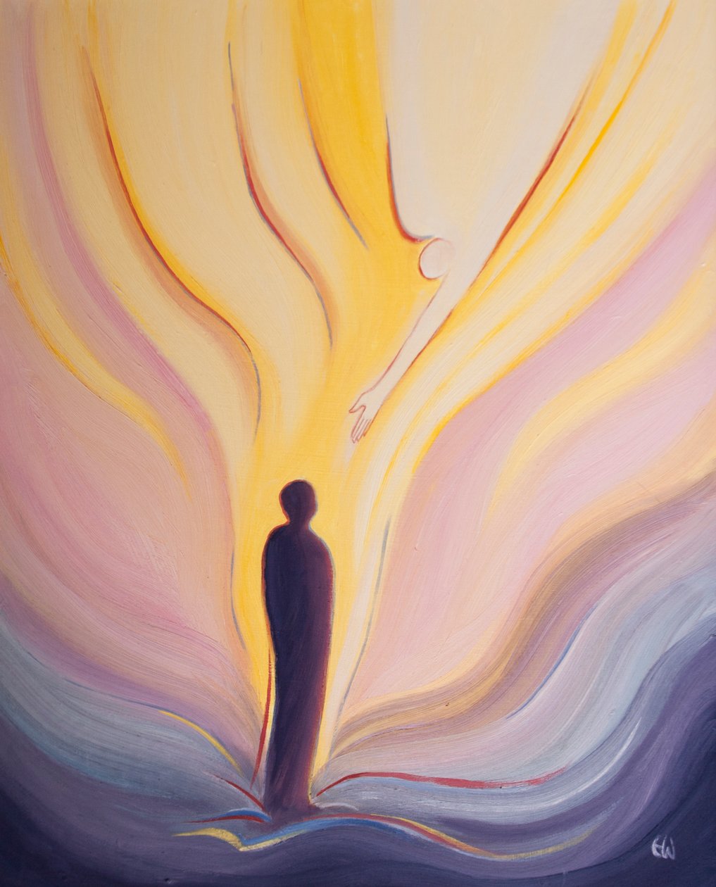 O Espírito Santo é como fogo do céu, trazendo-nos Seu amor, pureza, sabedoria e poder, 2002 (óleo a bordo) de Elizabeth Wang
