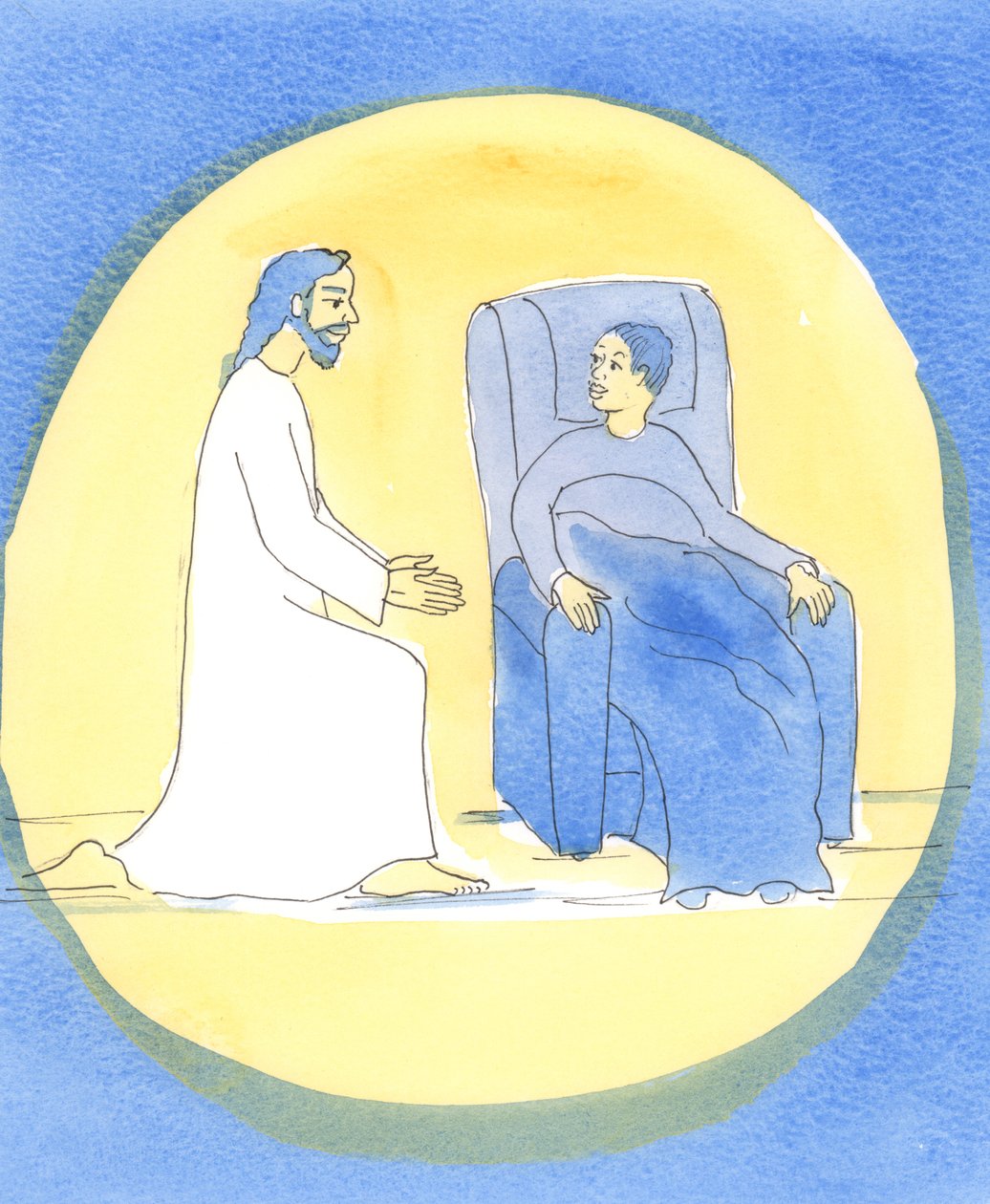 O Senhor vem estar conosco quando fazemos uma &39;comunhão espiritual&39;, 2004 (w - c no papel) de Elizabeth Wang