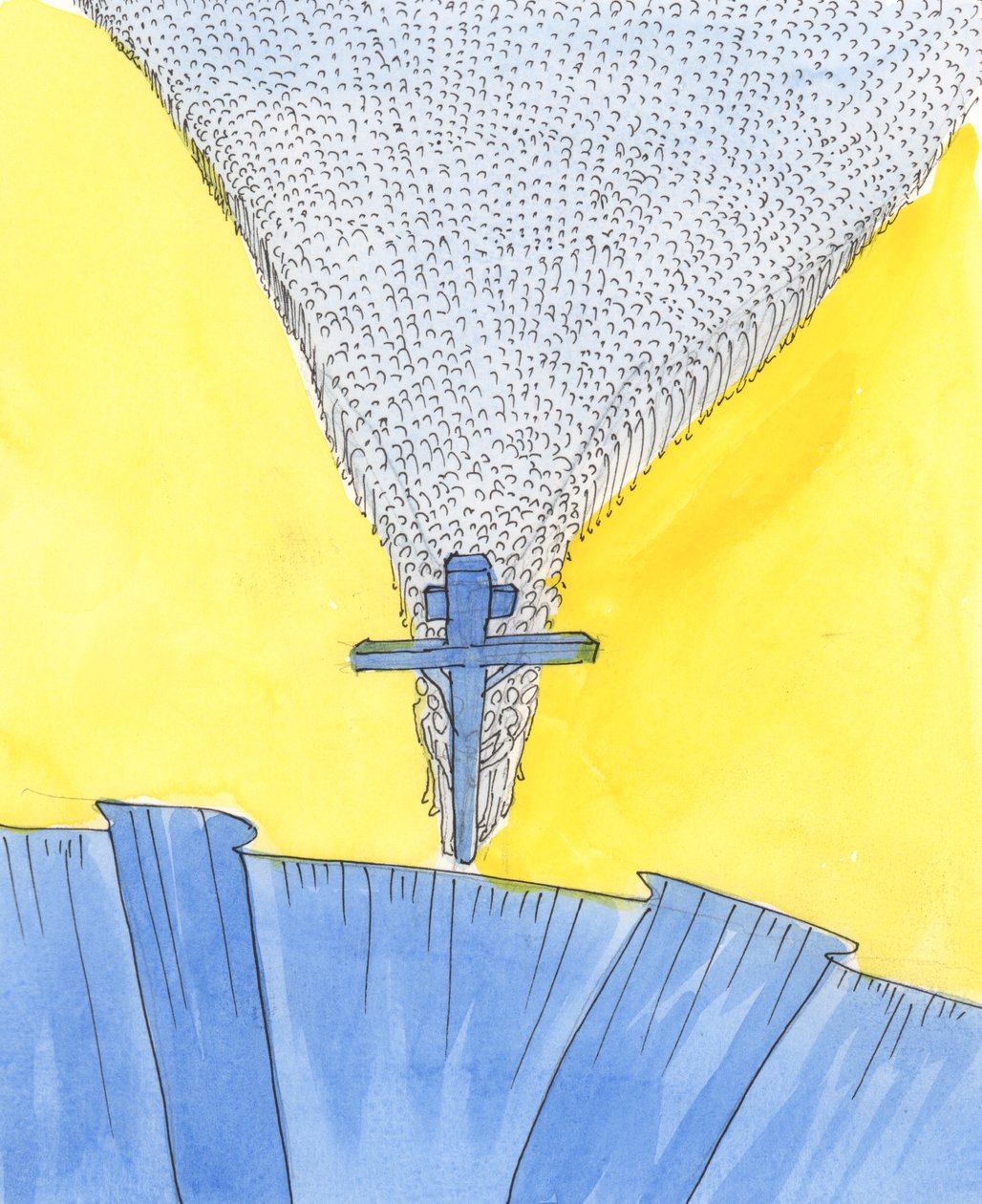O Senhor me mostrou a cruz na base de uma encosta íngreme, 2004 (w - c no papel) de Elizabeth Wang