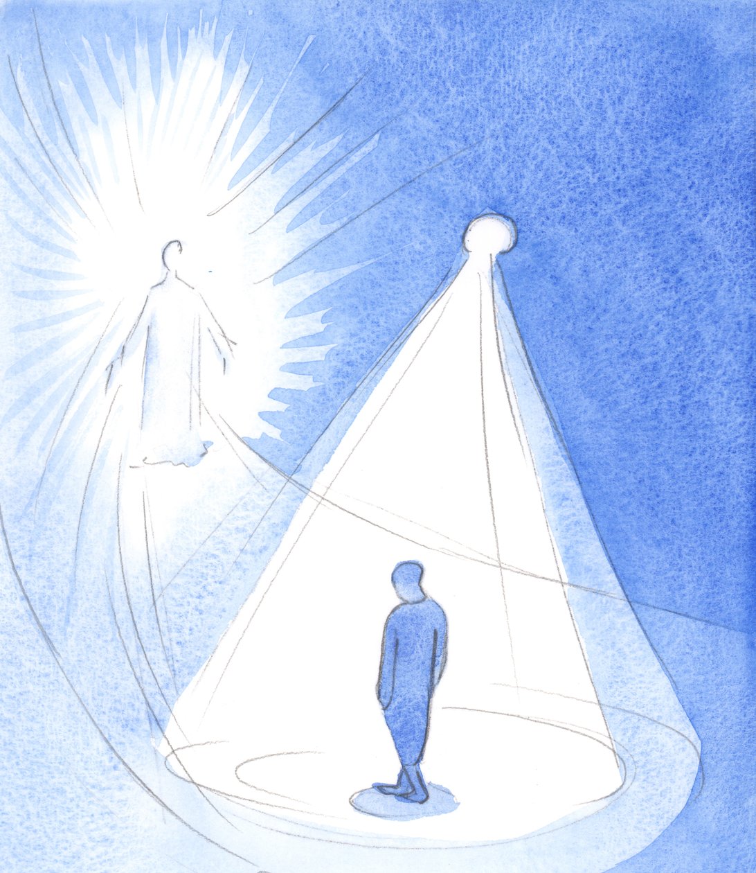O Espírito Santo é como uma lâmpada, brilhando acima de nós, enquanto caminhamos em direção a Cristo no céu, 2001 (w - c no papel) de Elizabeth Wang