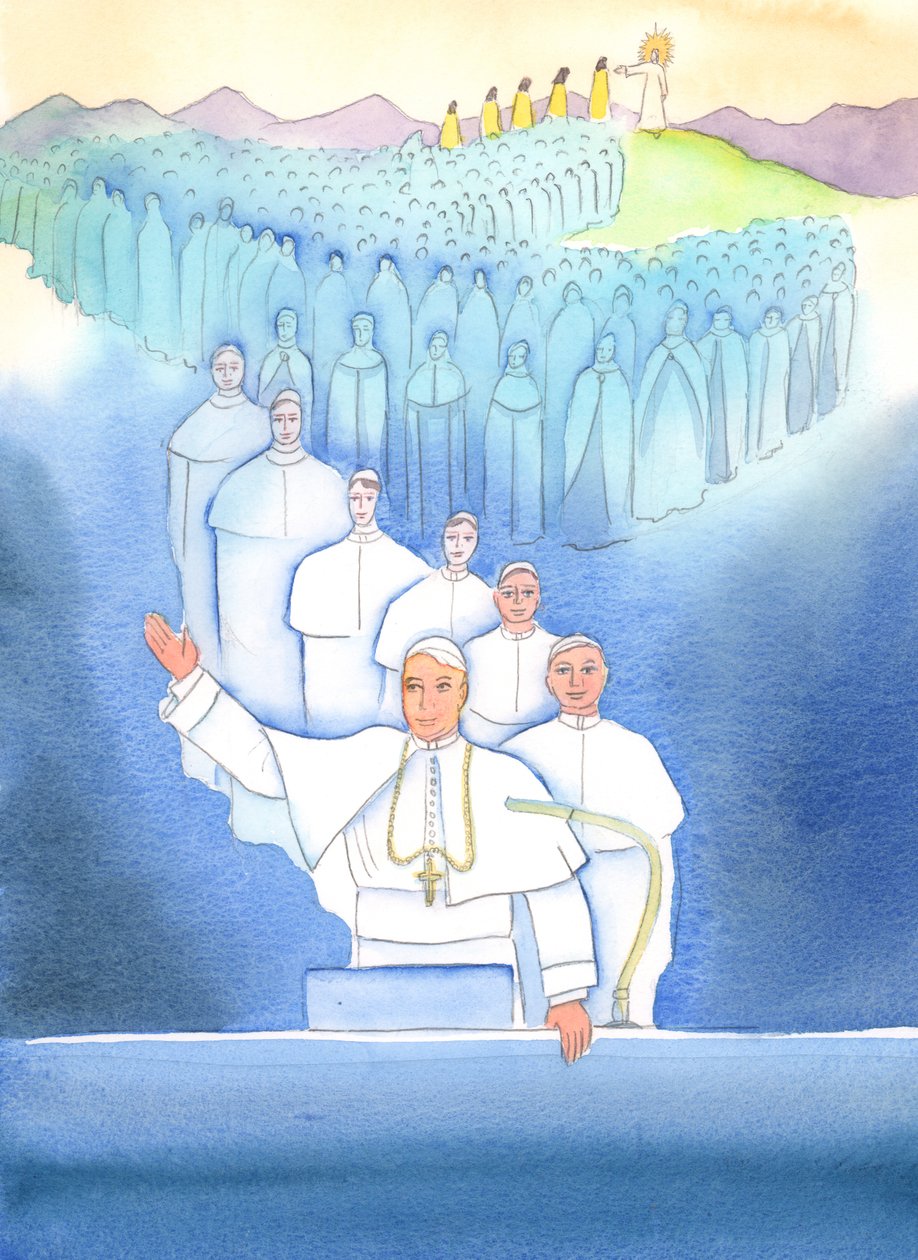O Papa, o Bispo de Roma, é o Bispo chefe, e o foco da unidade na Igreja, 2004 (w - c no papel) de Elizabeth Wang