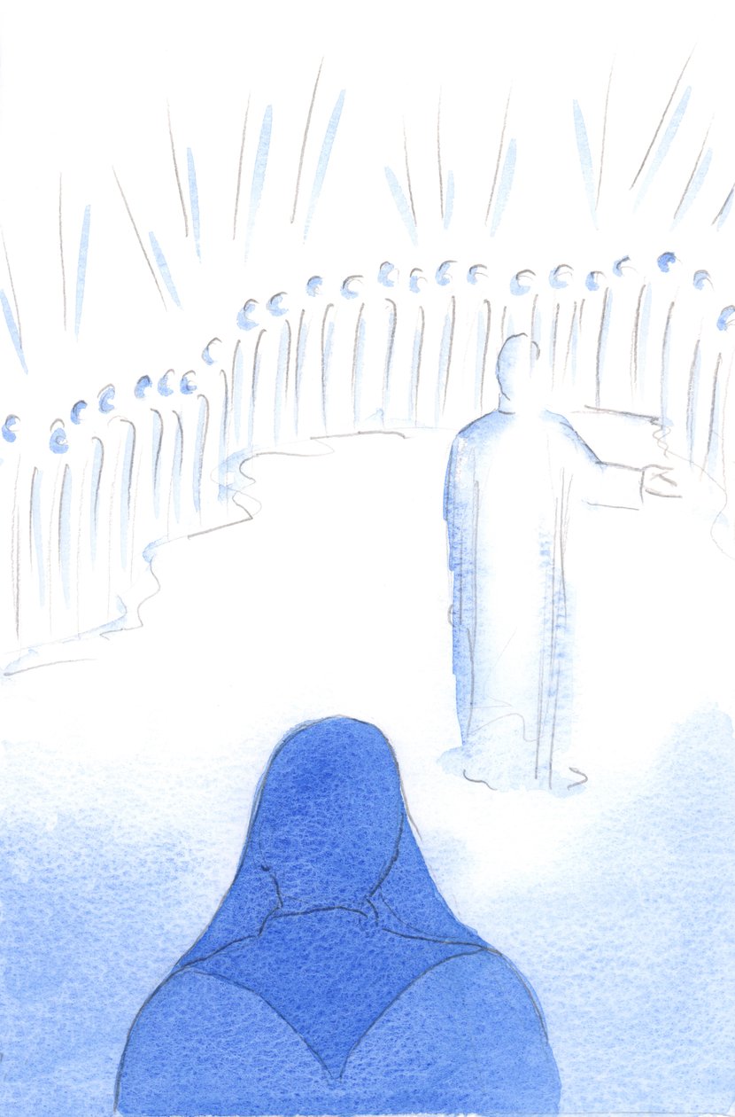 Os santos do céu se regozijam em nosso amor por Cristo e em nossas boas ações, porque toda alegria no céu é compartilhada, 2002 (w - c no papel) de Elizabeth Wang