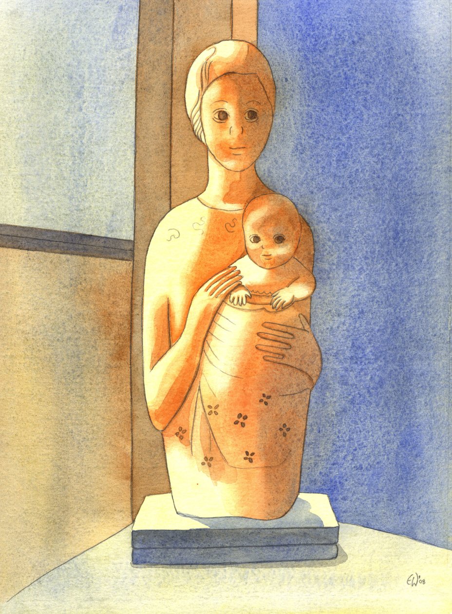 A Virgem e o Menino, 2001 (w - c no papel) de Elizabeth Wang