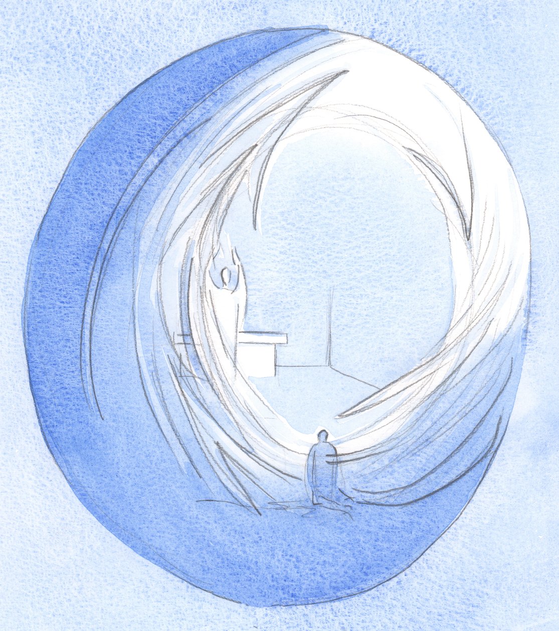 O &39;círculo&39; de oração para o qual somos atraídos é assim: o Pai invisível envia Seu Espírito para nos exortar a orar, 2001 (w - c no papel) de Elizabeth Wang