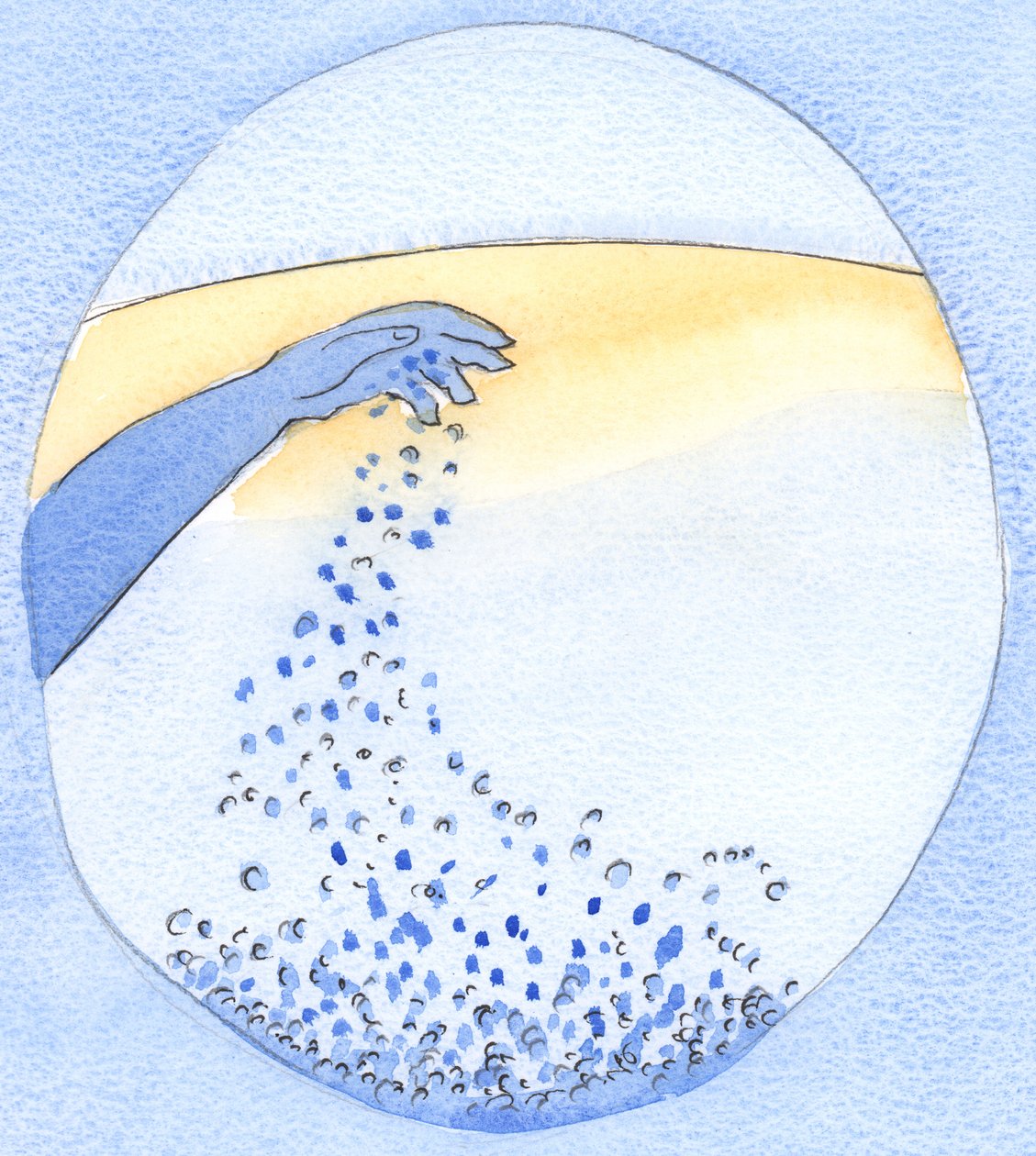 O maligno sempre tenta manchar o que é bom, para &39;estragar&39; cada nova fase da oração, como se jogando terra em águas claras, 2002 (w - c no papel) de Elizabeth Wang