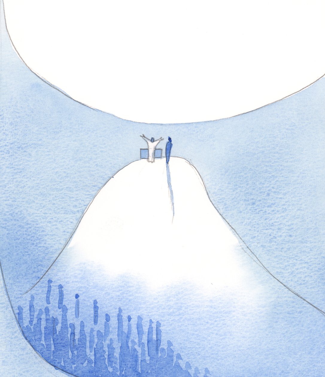 A maior alegria da vida terrena seria viver totalmente unido a Cristo, no cume da união, na montanha da santidade, 2002 (w - c no papel) de Elizabeth Wang