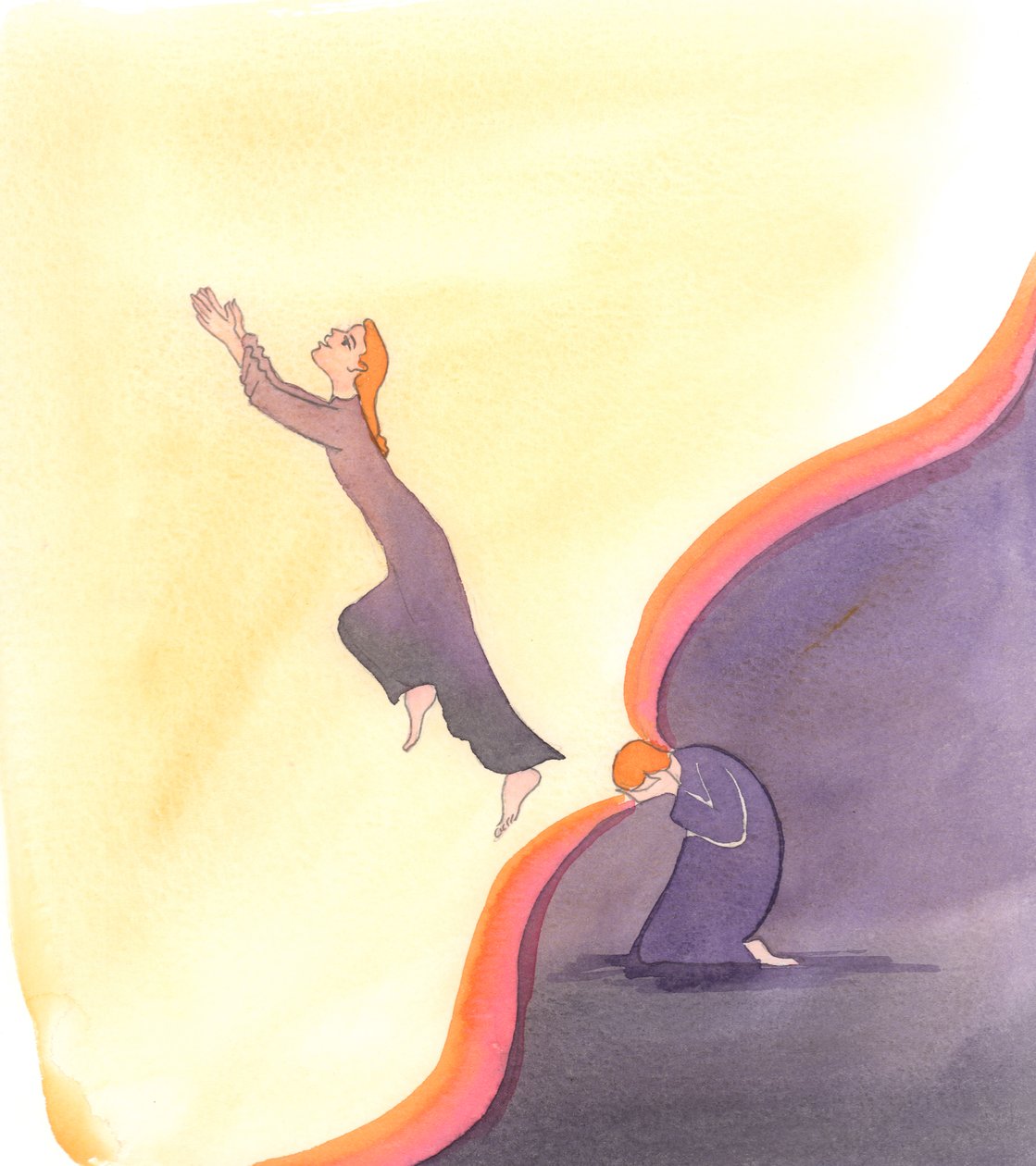 O mundo interior dentro da alma em que entramos por meio da oração é maior do que o universo físico no qual estamos temporariamente confinados, 2000 (w - c no papel) de Elizabeth Wang
