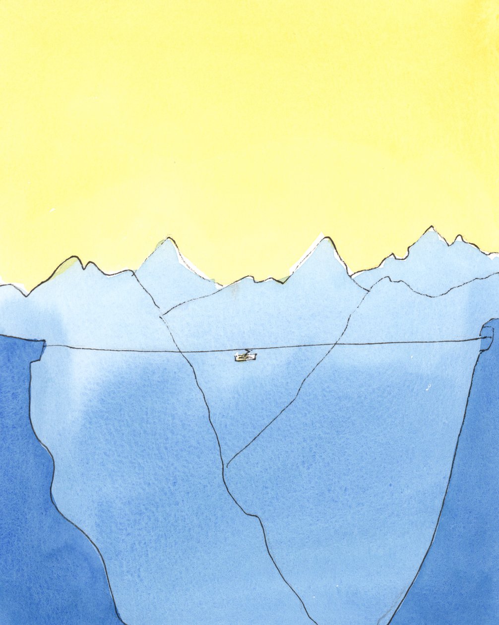 A jornada da vida à morte é como estar em um teleférico entre duas montanhas, 2004 (w - c no papel) de Elizabeth Wang