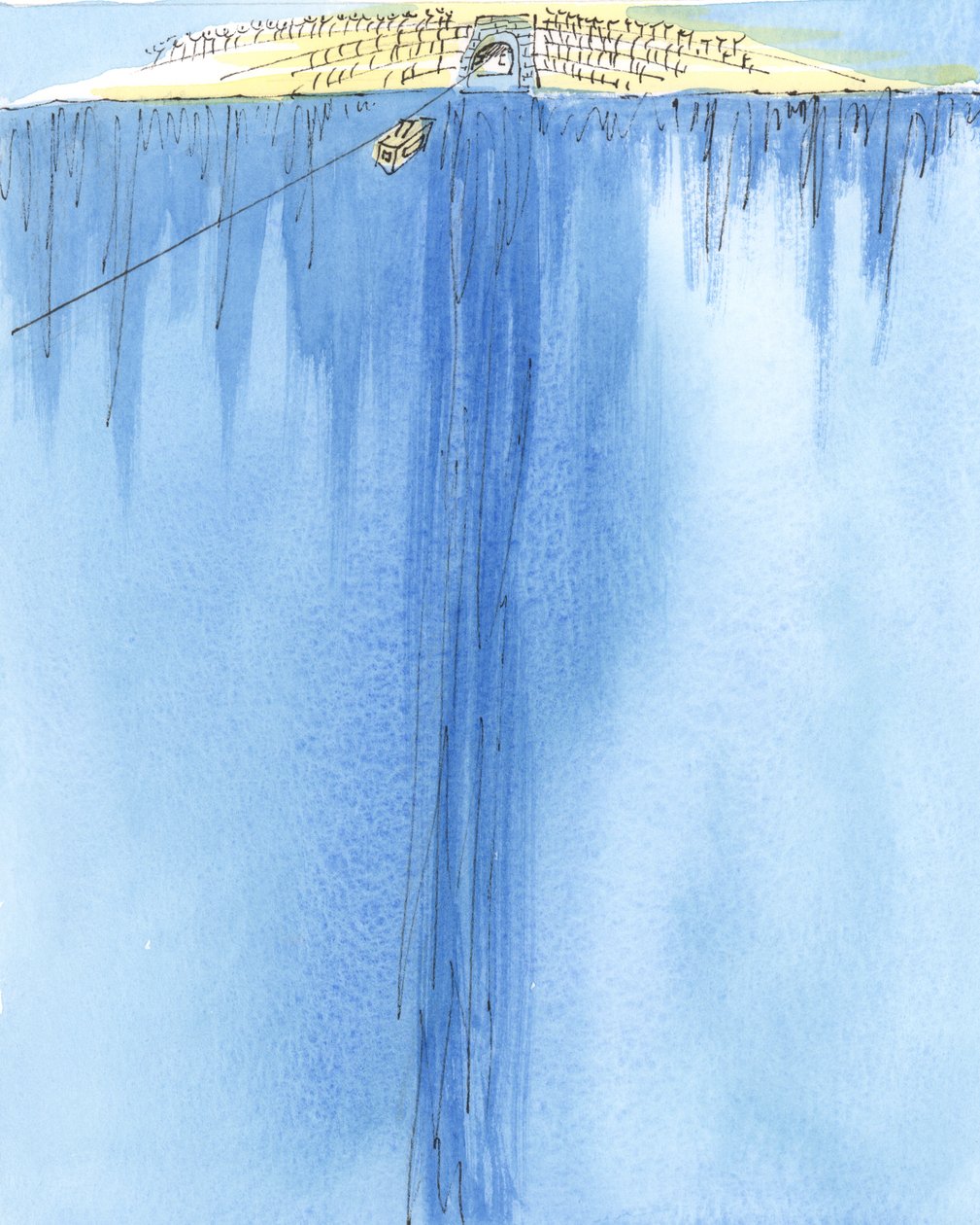 A jornada da vida à morte é como estar em um teleférico entre duas montanhas, 2004 (w - c no papel) de Elizabeth Wang