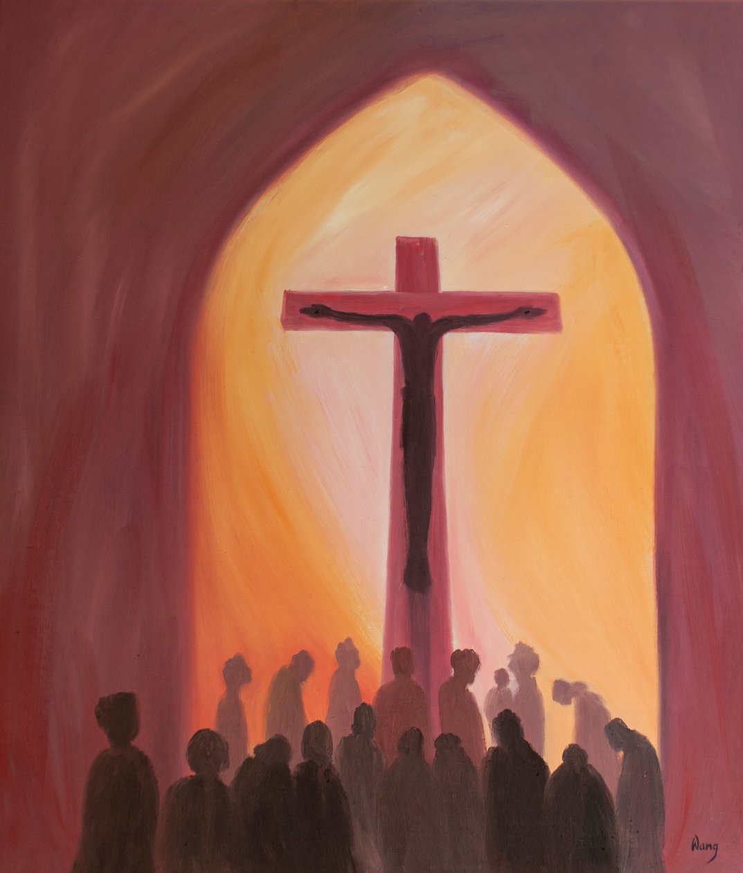 A oferta que Cristo faz de si ao Pai é eterna, para a salvação de todos os que nele confiam, 2000 (óleo a bordo) de Elizabeth Wang