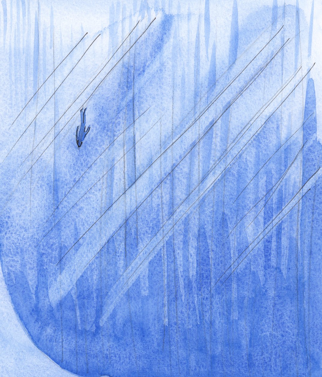 Aquele que, após a morte, rejeita Deus, &39;cai&39; como uma pedra no abismo infinito., 2001 (w - c no papel) de Elizabeth Wang