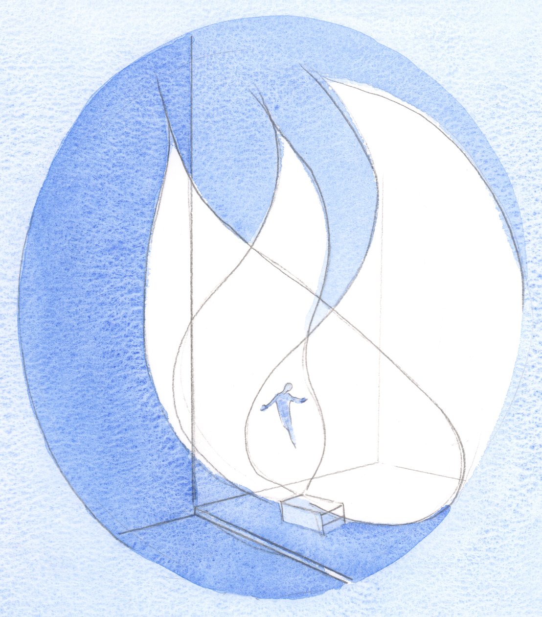 Aquele que se oferece a Deus totalmente (que oferece todos os desejos, vida, energia) - louva a Deus perfeitamente na chama da oferta de Cristo., 2001 (w - c no papel) de Elizabeth Wang