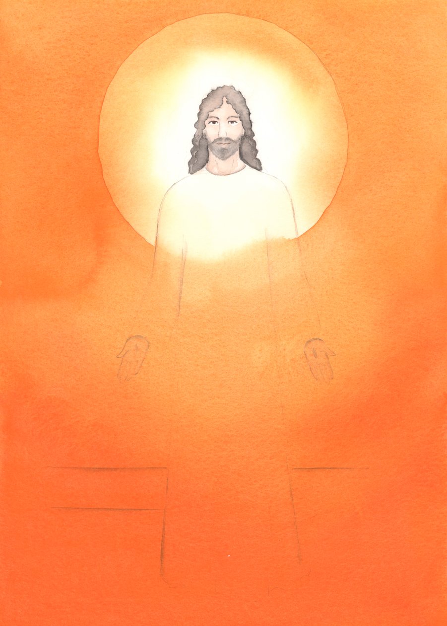 A pureza de Cristo provém da pureza de Sua Mãe Imaculada; Ele é o verdadeiro Deus e o homem perfeito, 2002 (w - c no papel) de Elizabeth Wang