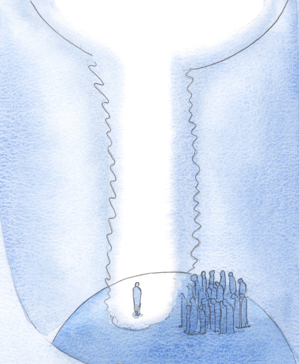 A alma que se esvazia de desejos vãos abre um espaço na terra para Cristo, e o céu e a terra se unem, 2000 (w - c no papel) de Elizabeth Wang