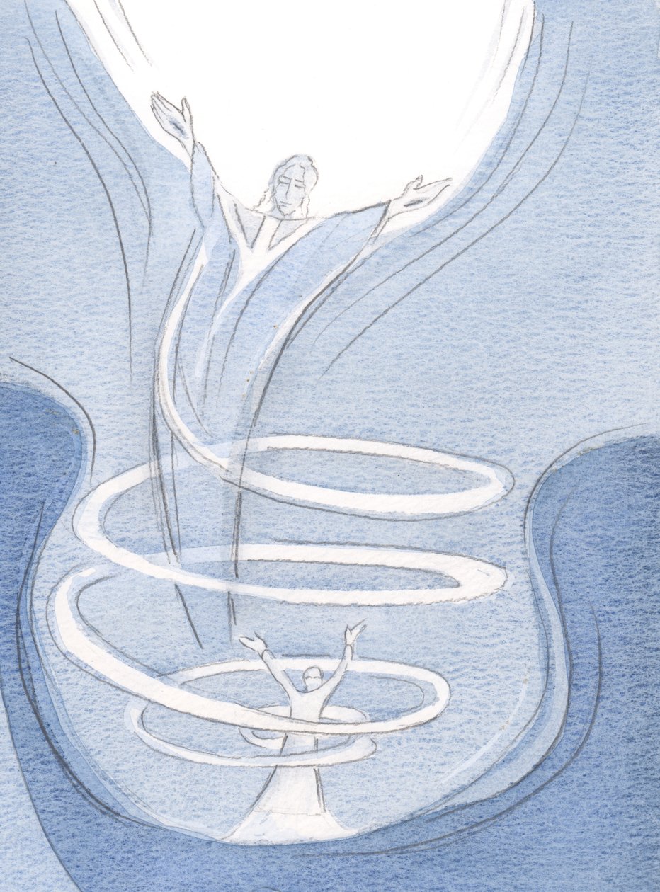 A alma que se esvazia, por amor de Deus, pela oração e penitência, é uma &39;casa&39; para Jesus, cujo louvor se dirige ao Pai, 2000 (w - c no papel) de Elizabeth Wang