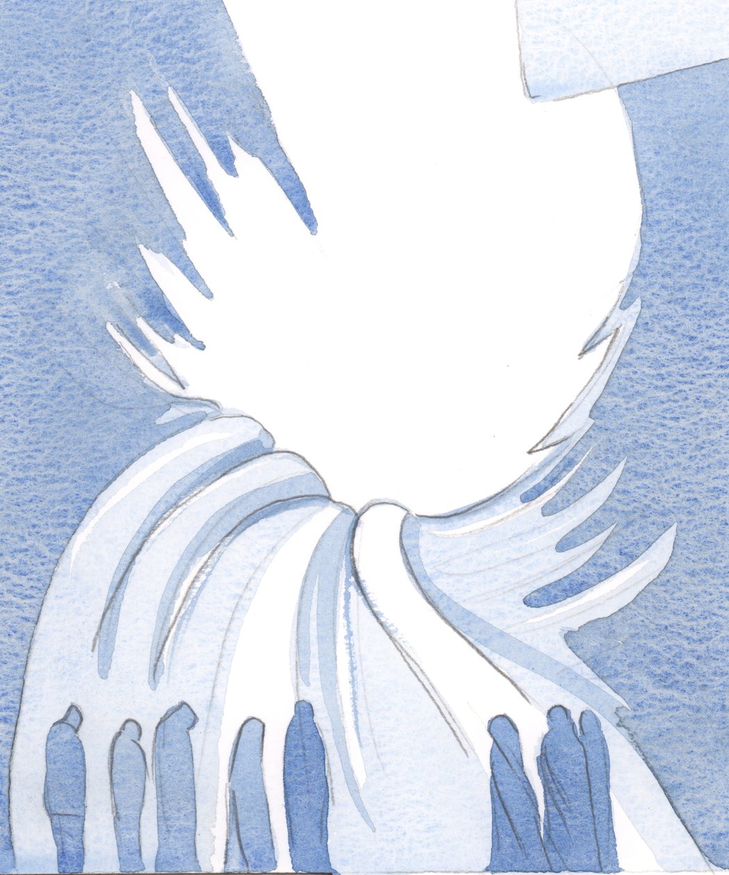 A alma que permanece perto de Cristo às vezes é varrida, silenciosamente, na força de sua oração ao Pai, 2000 (w - c no papel) de Elizabeth Wang