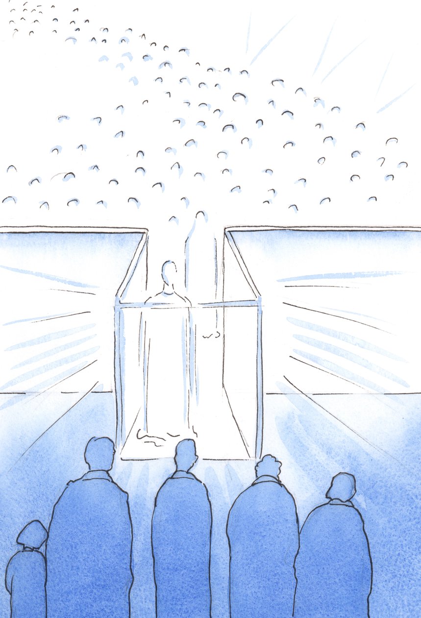 O tabernáculo é como um corredor para o céu, onde podemos encontrar Cristo e seus santos e nos preparar para o céu no final da vida em 2002 (w - c no papel) de Elizabeth Wang