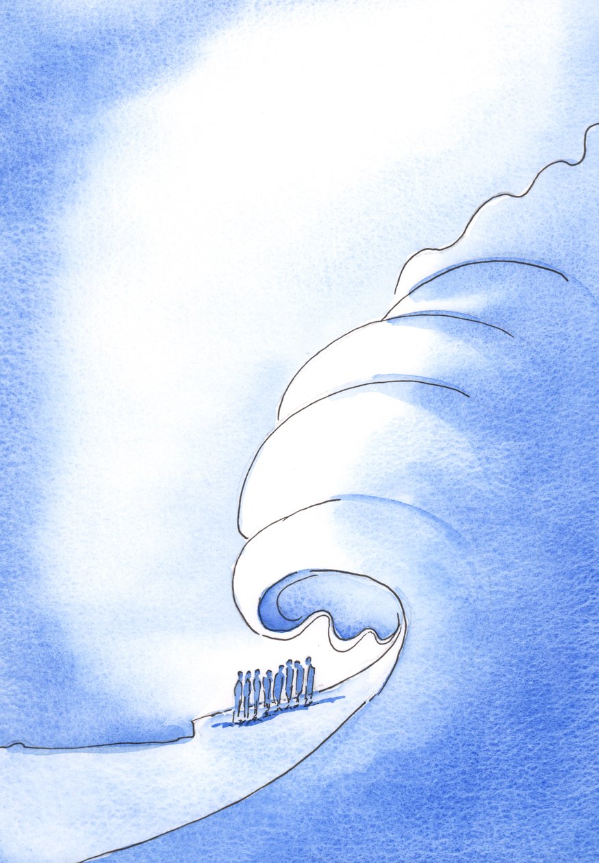 Os impenitentes, se morrerem entregues ao pecado, serão varridos da vista do Pai como se por um maremoto, 2002 (w - c no papel) de Elizabeth Wang